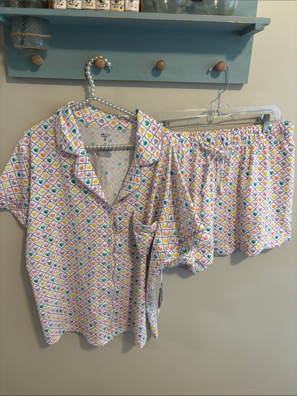 NEW Roller Rabbit x Target Geo Hearts Pajama Set Women's XXL Shorts Top Lounge